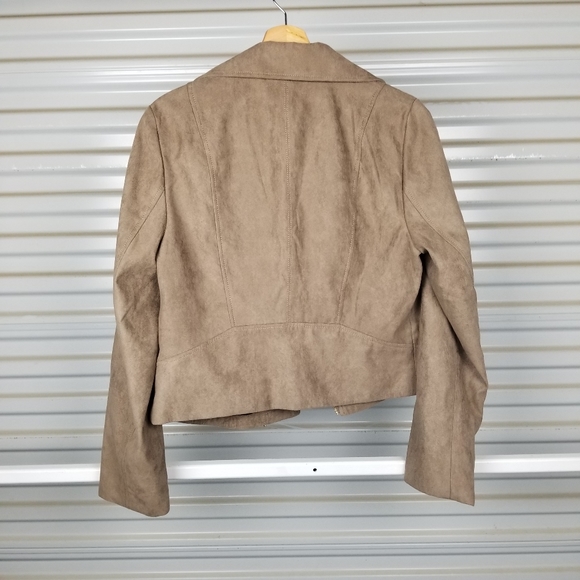 New Jcrew Mercantile Moto Faux Suede Taupe Jacket womans size Medium - Picture 4 of 6